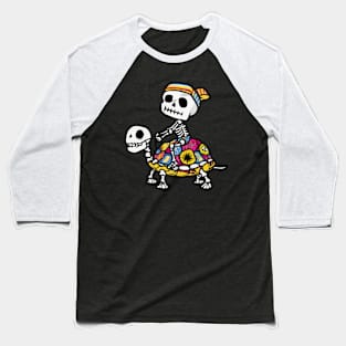 Skeleton Riding Turtle Baseball T-Shirt